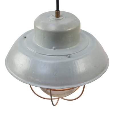 Vintage Industrial Grey Metal Clear Frosted Glass Pendant Light-BLS-1811759