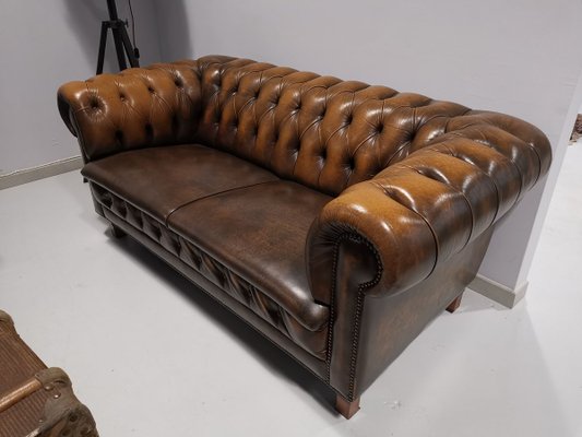 Vintage Industrial Leather Chesterfield Sofa, 1960s-NA-899659