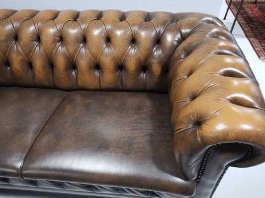 Vintage Industrial Leather Chesterfield Sofa, 1960s-NA-899659