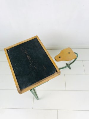 Vintage Industrial Metal and Wood Children's Desk-WQJ-844683