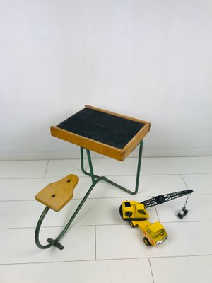 Vintage Industrial Metal and Wood Children's Desk-WQJ-844683