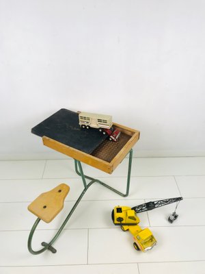 Vintage Industrial Metal and Wood Children's Desk-WQJ-844683