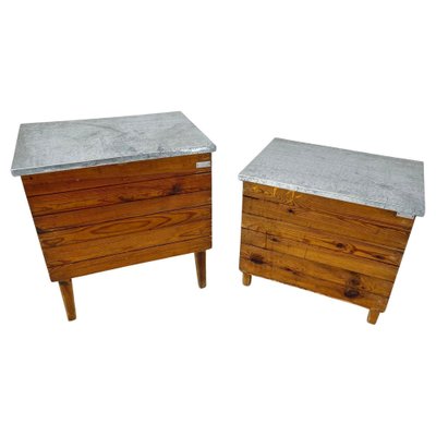 Vintage Industrial Nightstands, 1950s, Set of 2-TZ-1364720