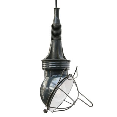 Vintage Industrial Pendant Lamp in Blue Enamel-BLS-1745430