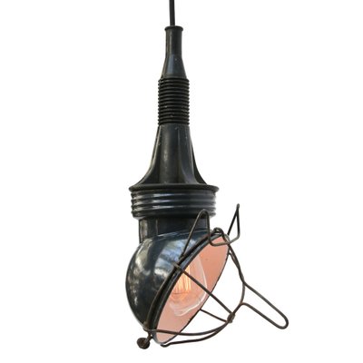 Vintage Industrial Pendant Lamp in Blue Enamel-BLS-1745430