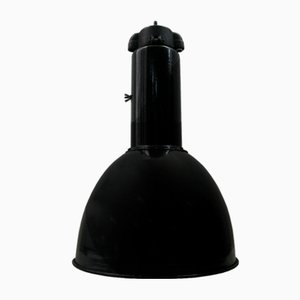 Vintage Industrial Pendant Light in Black Enamel, 1930s-BLS-1259078