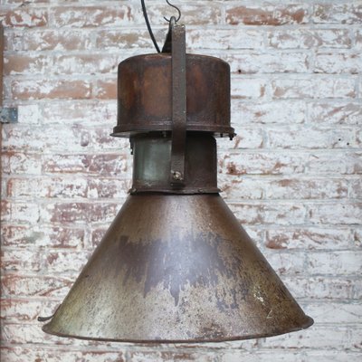 Vintage Industrial Rust Brown Metal Pendant Lamps-BLS-1740252