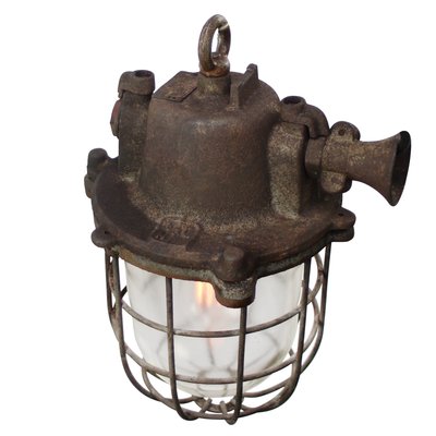 Vintage Industrial Rust Iron Clear Glass Pendant Lamp-BLS-1760109