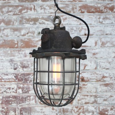 Vintage Industrial Rust Iron Clear Glass Pendant Lamp-BLS-1760109