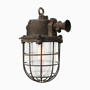 Vintage Industrial Rust Iron Clear Glass Pendant Lamp-BLS-1760109