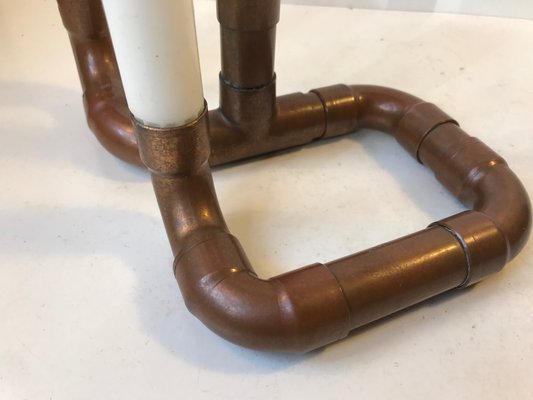 Vintage Industrial Scandinavian Copper Pipe Candleholder, 1970s-LCR-709667