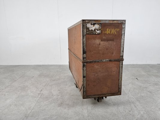 Vintage Industrial Steel and Wooden Trolley, 1950s-IRH-1313531