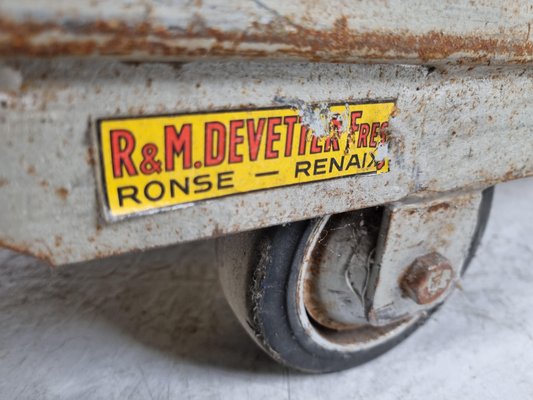 Vintage Industrial Steel and Wooden Trolley, 1950s-IRH-1313531