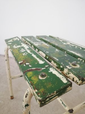 Vintage Industrial Stool in Green and White-UIW-1348277