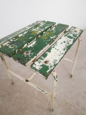 Vintage Industrial Stool in Green and White-UIW-1348277