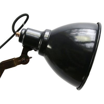 Vintage Industrial Wall Lamp in Black Enamel and Brass-BLS-1192313