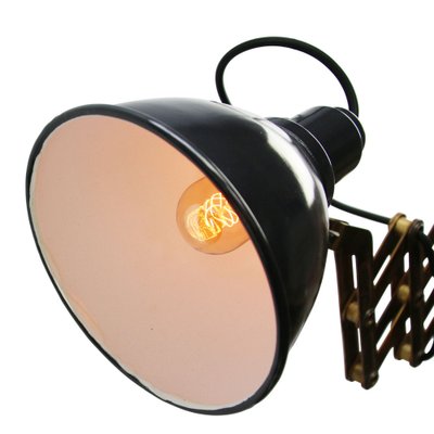 Vintage Industrial Wall Lamp in Black Enamel and Brass-BLS-1192313