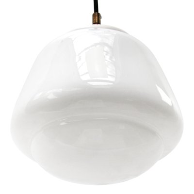 Vintage Industrial White Opaline Glass Pendant Light-BLS-1335546