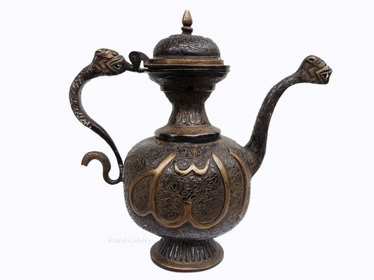 Vintage Islamic Teapot in Brass and Bronze, 1950s-UZN-1395093