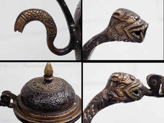 Vintage Islamic Teapot in Brass and Bronze, 1950s-UZN-1395093