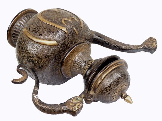 Vintage Islamic Teapot in Brass and Bronze, 1950s-UZN-1395093