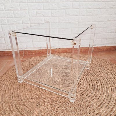 Vintage Italian Acrylic Glass Side Table, 1980s-FRB-1820768