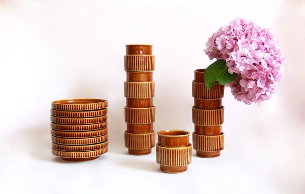 Vintage Italian Amber Ceramic Coffee Mugs by Tognana, 1970s, Set of 8-HUY-1071159