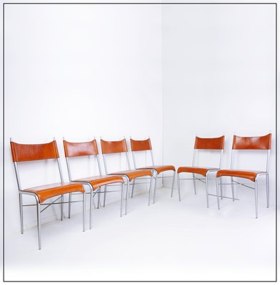 Vintage Italian Arrben Dining Chairs in Cognac Leather, 1980s, Set of 6-NYF-2019060