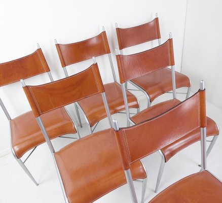 Vintage Italian Arrben Dining Chairs in Cognac Leather, 1980s, Set of 6-NYF-2019060