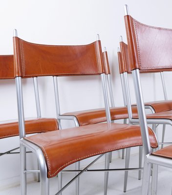 Vintage Italian Arrben Dining Chairs in Cognac Leather, 1980s, Set of 6-NYF-2019060