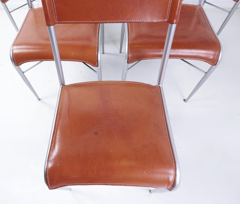 Vintage Italian Arrben Dining Chairs in Cognac Leather, 1980s, Set of 6-NYF-2019060