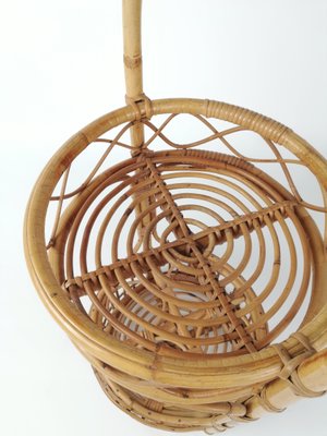 Vintage Italian Bamboo and Rattan Bar Basket, Italy, 1960s-UIW-1407206