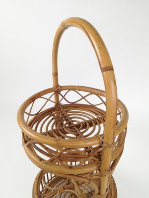 Vintage Italian Bamboo and Rattan Bar Basket, Italy, 1960s-UIW-1407206