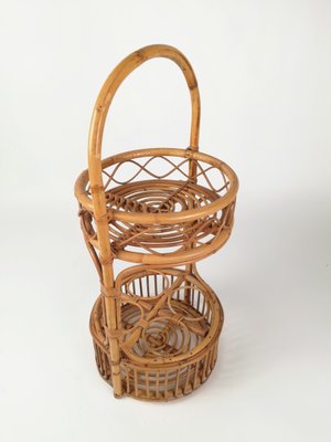 Vintage Italian Bamboo and Rattan Bar Basket, Italy, 1960s-UIW-1407206