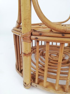 Vintage Italian Bamboo and Rattan Bar Basket, Italy, 1960s-UIW-1407206