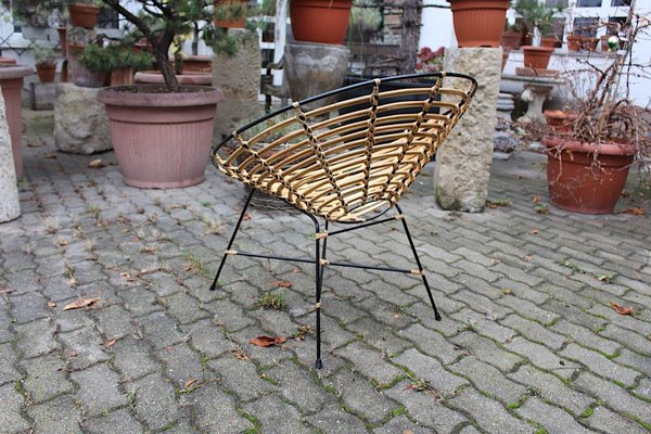 Vintage Italian Bamboo and Rattan Lounge Chair, 1960s-NB-801555