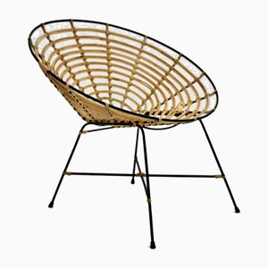 Vintage Italian Bamboo and Rattan Lounge Chair, 1960s-NB-801555