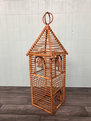 Vintage Italian Bamboo Bell Tower Planter, 1970s-FOV-1742380