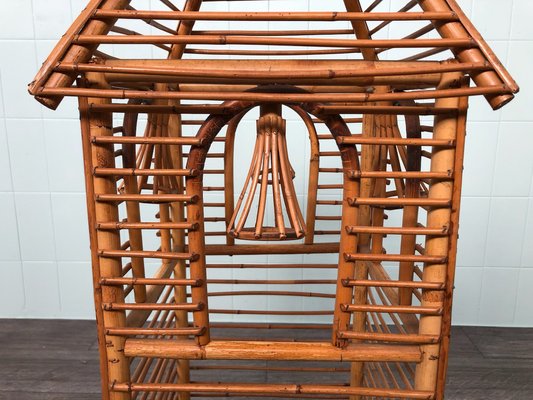 Vintage Italian Bamboo Bell Tower Planter, 1970s-FOV-1742380