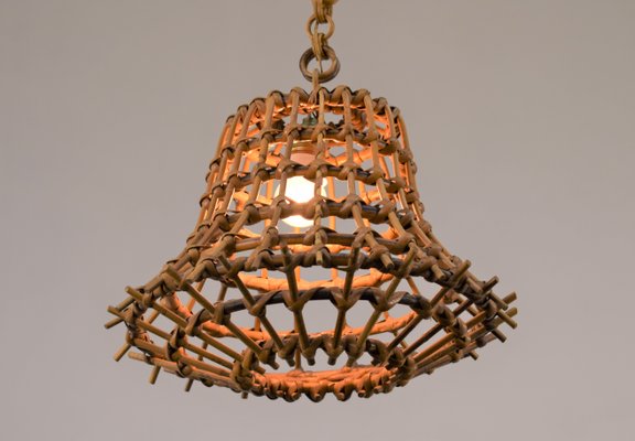 Vintage Italian Bamboo Ceiling Lamp, 1960s-AOL-1299341