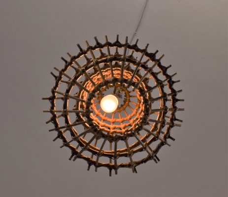 Vintage Italian Bamboo Ceiling Lamp, 1960s-AOL-1299341