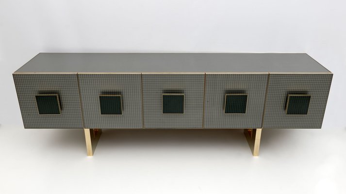 Vintage Italian Bar Sideboard in Glass and Brass, 1980s-FER-1742781