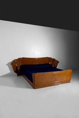 Vintage Italian Bed with Glass and Brass Nightstands by Valzania, 1950s-RCE-1802130