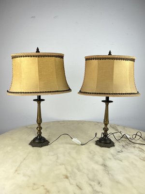 Vintage Italian Bedside Table Lamps in Bronze, 1940s, Set of 2-YST-1744324