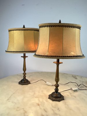 Vintage Italian Bedside Table Lamps in Bronze, 1940s, Set of 2-YST-1744324