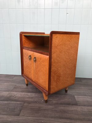 Vintage Italian Bedside Table with Green Glass Top, 1940s-FOV-1756055