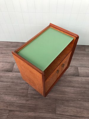 Vintage Italian Bedside Table with Green Glass Top, 1940s-FOV-1756055