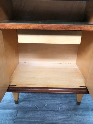 Vintage Italian Bedside Table with Green Glass Top, 1940s-FOV-1756055