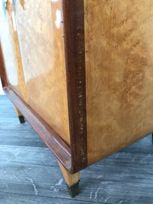 Vintage Italian Bedside Table with Green Glass Top, 1940s-FOV-1756055