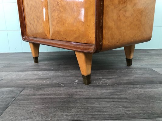 Vintage Italian Bedside Table with Green Glass Top, 1940s-FOV-1756055